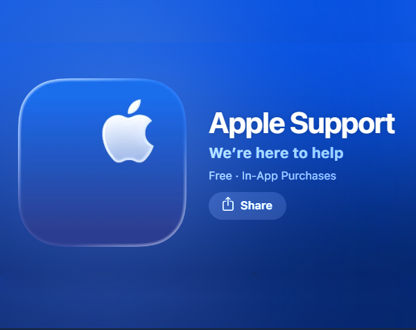 แอป Apple Support ไอคอนสีฟ้า สำหรับขอคืนเงิน subscription จาก Apple